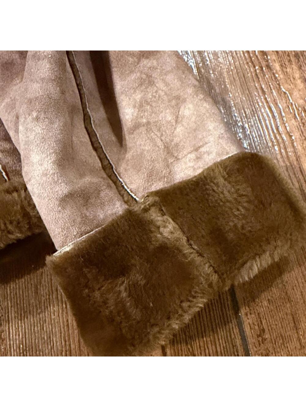 Vintage 90s Anne Klein brown faux fur suede button front jacket size large - Picture 7 of 9
